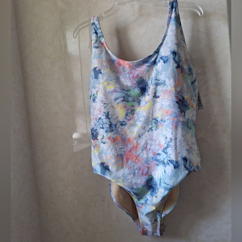 NWT XL floral high cut one piece swimsuit